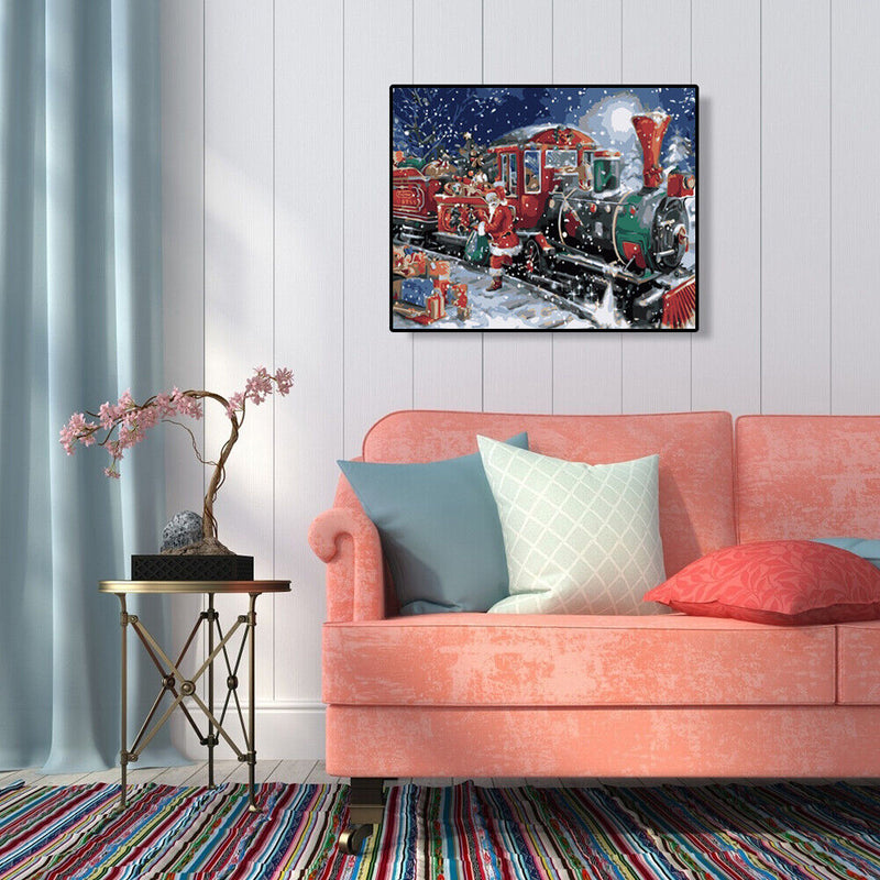 Hand Painted Artwork Frameless DIY Snowing Christmas Painting By Numbers Craft