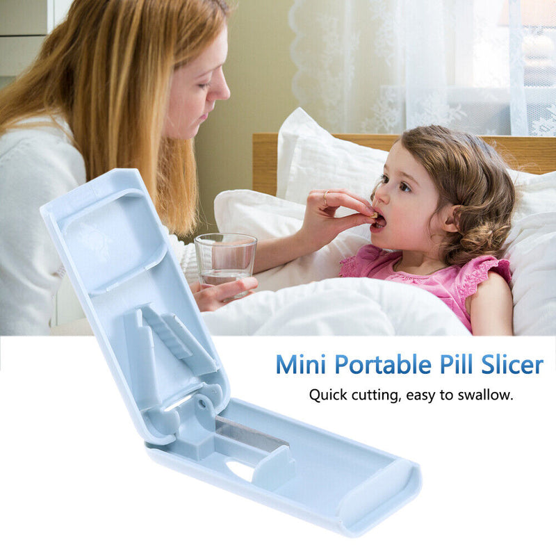 Medicine Cutter Box Mini Medicine Splitter Tablet Portable Safe with Blade Gu