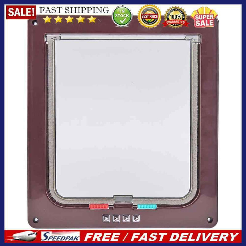 4 Way Lockable Dog Cat Security Flap Door Kitten Puppy Pets Plastic Gate Doors