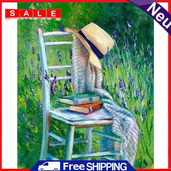 DIY Paint By Number Kit Chairs on The Grass Abstract Acrylic Paint Craft Gifts