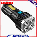 4 LED + COB Beads Strong Flashlight USB Charging Power Indicator Portable Pockets