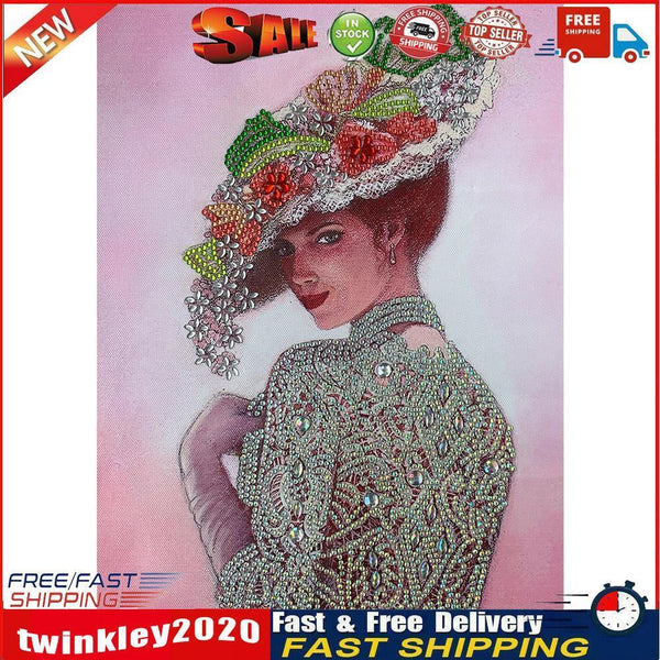 Diamond Paint Partial Special Drill Top Hat Lady Rhinestone Picture (Y071) Newly
