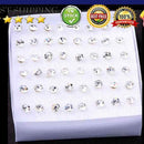 One Set of 24 Pairs Clear Artificial Crystal Allergy Free Earrings Stud