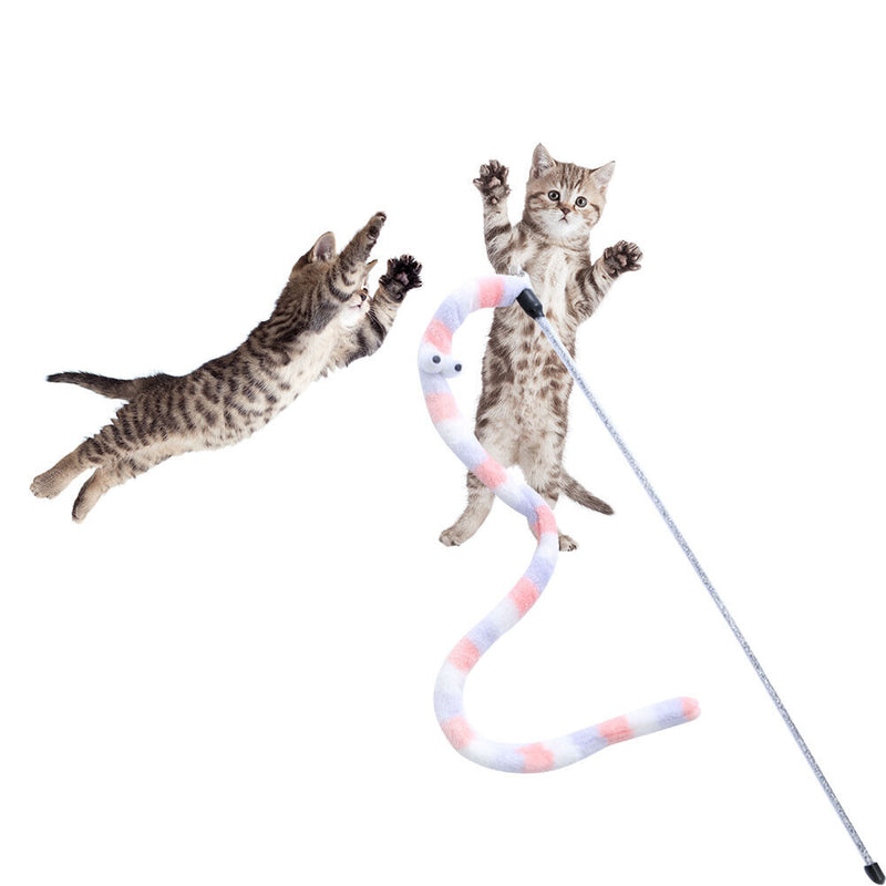 Funny Cat Stick w Crisp Bell Caterpillar Interactive Teaser Wand (Macaroon)