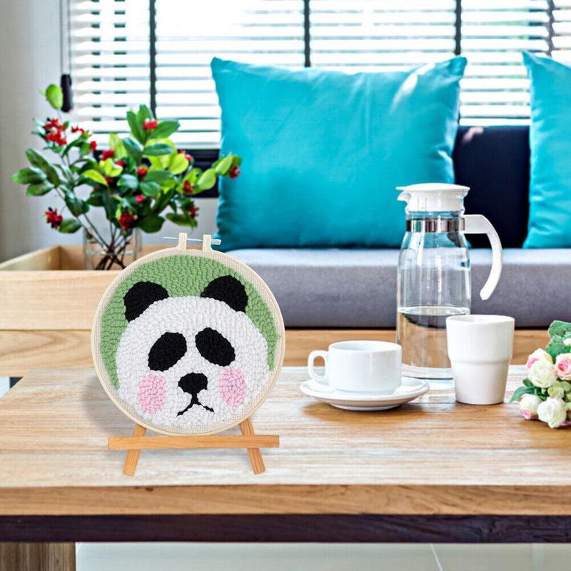 Panda Pattern Punch Needle Embroidery Kit DIY Craft Easy Needlework Wool Work