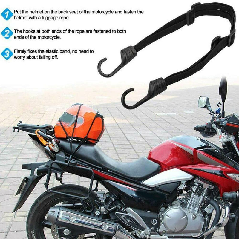 2X Motorcycle Luggage Helmet Strap Adjustable Bungee Cord Luggage Elastic Straps