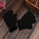 Stretch Elastic Knitted glove Half Finger Warm Fingerless Gloves Black handwear