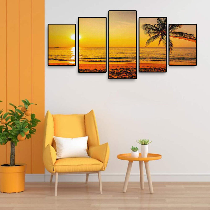 Wall Hanging Tropical Sunset Oil Paint Home Room Art Craft Paint Ornament Gift