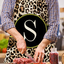 Leopard S Printed Linen Apron Waterproof Kitchen Cooking Bibs (82X68CM)