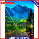 5D Full Round Drill Mountain and River Diamond Painting Kit for Home Art Decor