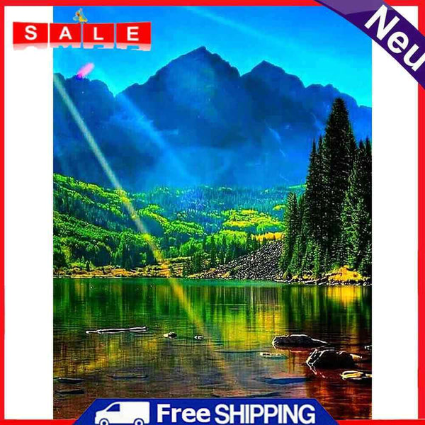 5D Full Round Drill Mountain and River Diamond Painting Kit for Home Art Decor