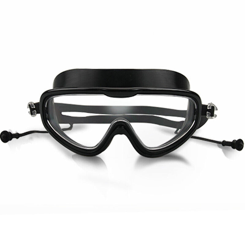 Swimming Goggles with Earplugs Waterproof Adults Diving Eyewear (Black) Newly