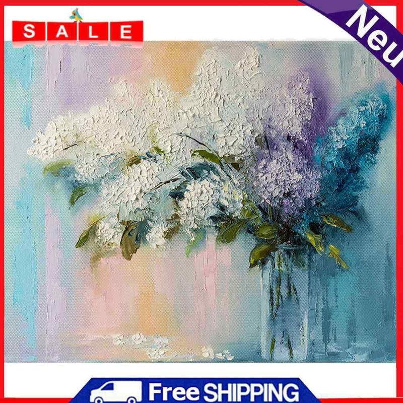 Oil Paint By Numbers Vase Lavender Frameless Picture Craft for Home Living Room