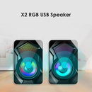 X2 RGB Computer Speakers USB Powered 3Wx2 Bass Speakers for Desktop Laptop PC