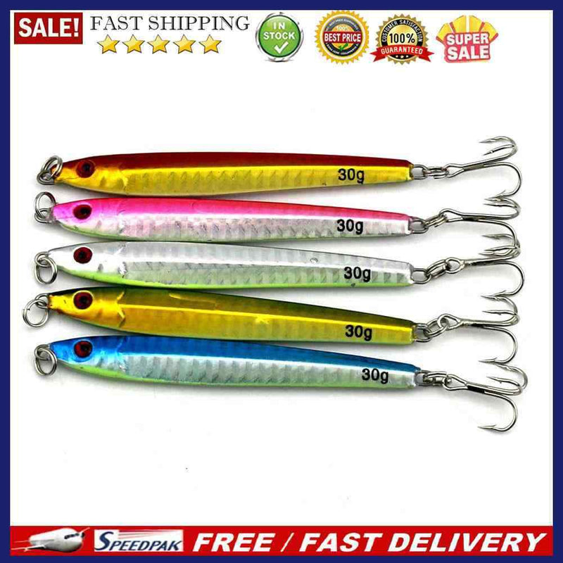 5pcs 30g  Casting Jig Metal Slice Fishing Lures Spinning Fishing Hook