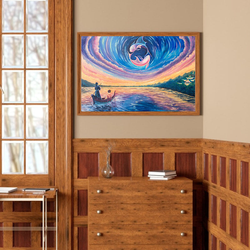 Reflected Fish Oil Paint By Numbers Kits Canvas DIY Picture for Adults Children