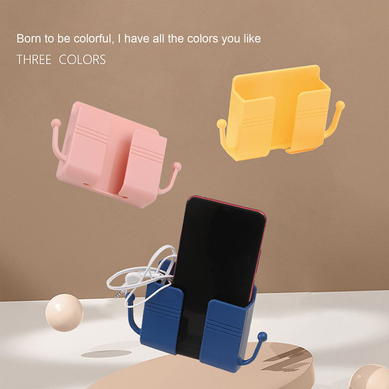Wall Phone Holder - 5 Pieces Self-Adhesive Wall Mounted Phone Holder with Hooks