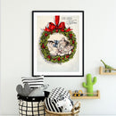 5D DIY Full Round Drill Diamond Painting Xmas Wreath Cat Art Craft Decor Gift