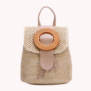 Straw Weave Bucket Backpack Summer Beach Women Female Belt Bucket Travel Daypack