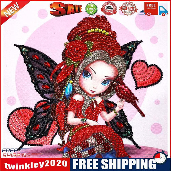 5D DIY Part Special Drill Diamond Painting Cartoon Girl Drawing (Pink)
