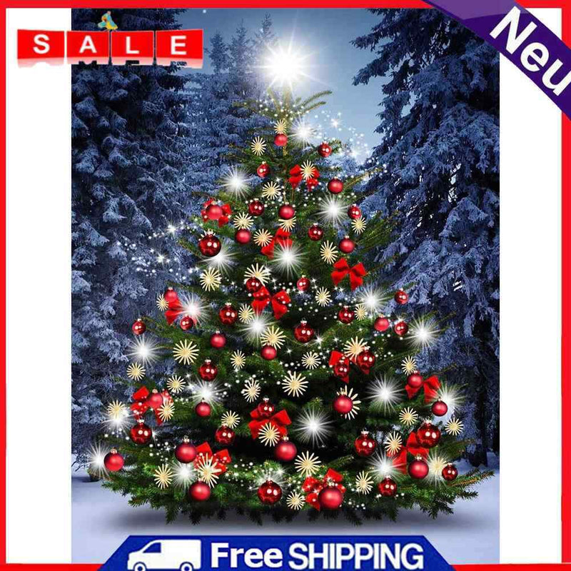 5D DIY Full Drill Round Shape Christmas Tree Rhinestone Diamond Drawing Kit