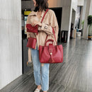 3pcs/set Lady Fashion Shoulder Handbag Pure Color Leather Tassel Top-handle Bag