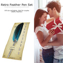 Calligraphy Feather Dip Pen+5 Nib Writing Quill Fountain Pen (Lake Blue) Newly