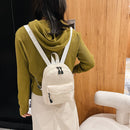Women Solid Color Backpack Preppy Style School Nylon Mini Rucksack (Beige)