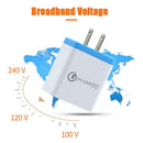 4 USB Travel Charger 3A Fast Charger US Male Adapter (Sky Blue) 5PCS