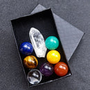 Round Crystal Ball Chakras Healing Stone Ornaments Collection Pendant Set Newly