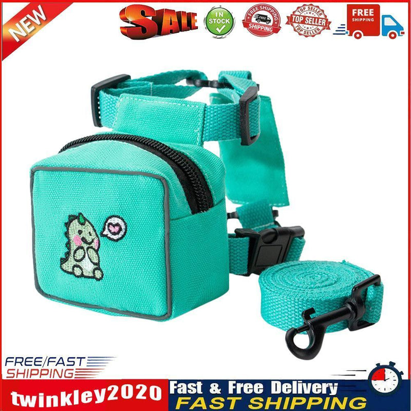 Pet Cat Dog Backpack Printed Chest Strap Harness Traction Rope (Green L) Newly