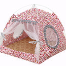 Dog Bed Cat Tent House Mat Puppy Kennel Cushion Pet Pad Supply (Pink S) Newly