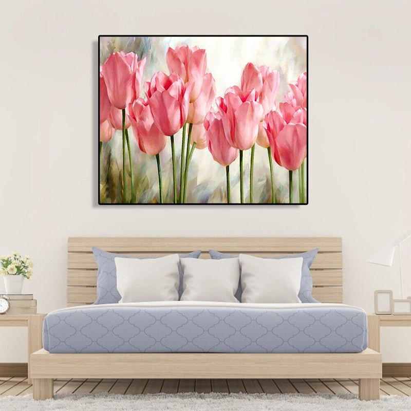Painting By Numbers Kit DIY Beautiful Flower Canvas Oil Art Picture Craft