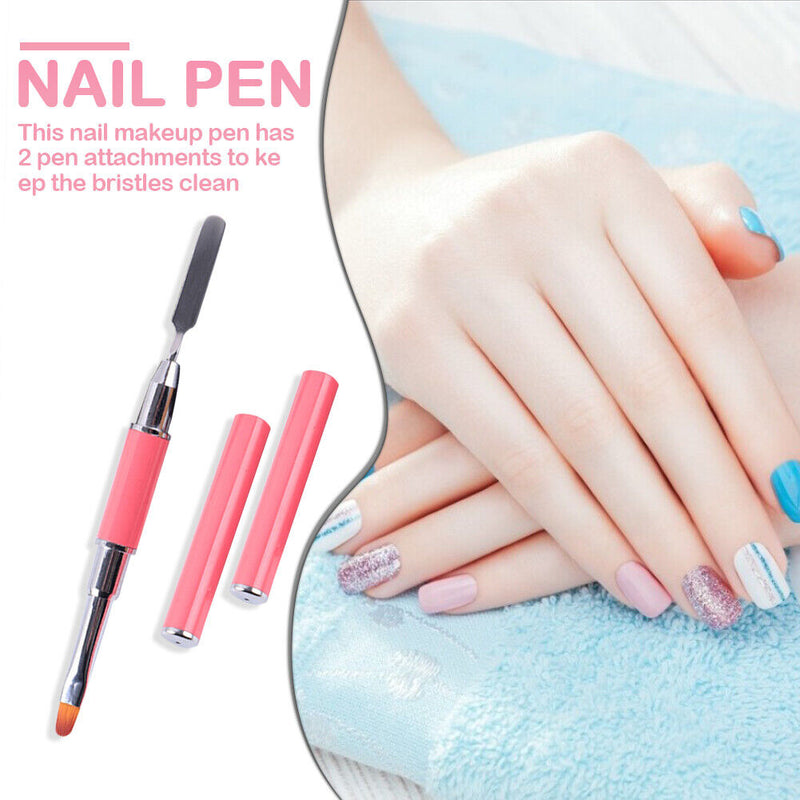 Double-Ended Nail Pen Poly Nail Gel Brush Stainless Steel (Watermelon Red) UK