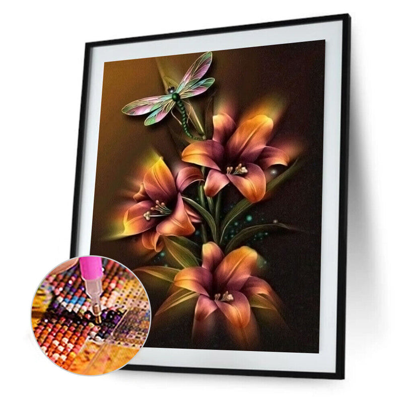 DIY Flower Cross Stitch 5D Full Square Drill Diamond Painting Craft Home Deco