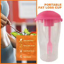Portable Cup with Fork - Low-cal Food Container for Cereal Oatmeal (Green)
