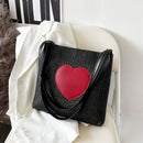 Summer Love Straw Woven Bags for Women Knitted Female Casual Bucket Shoulder Bag