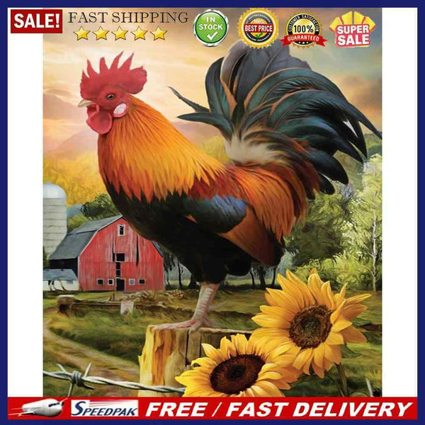 DIY Paint By Number Kit Frameless Rooster Sunflower Handpainted Canvas for