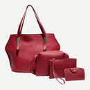 4pcs/set Simple Leather Shoulder Handbags Clutch Card Holder Women Composite Bag