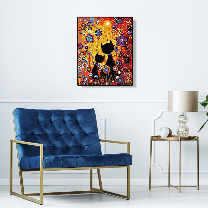Two Cats Oil Painting By Numbers DIY Paints Drawing On Canvas for Child