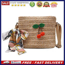 Knitting Crossbody Messenger Bags Women Straw Cherry Decor Shoulder Handbags