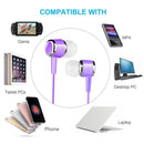 Universal In-Ear Earbuds Headsets Music Earphones 3.5mm Headphone (Purple) Newly