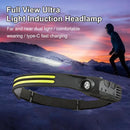 COB LED Sensor Headlight Flashlight USB Outdoor Camping Strong (A White)