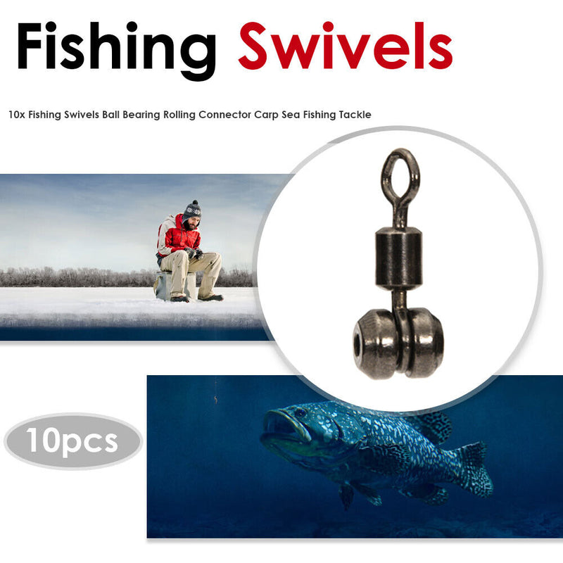 10x Fishing Swivels Ball Bearing Rolling Connector for Carp Sea Fishing Tackl