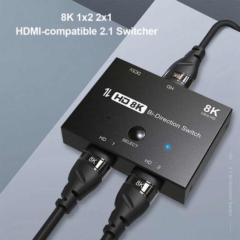 HDMI-compatible 2.1 Switcher Adapter 4K 8K 1x2 2x1 Splitter for PS4 Switch