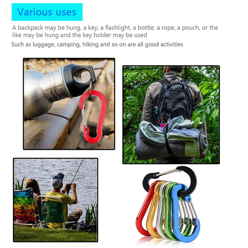 #A 6pcs Outdoor Camping Carabiner Clips Aluminum Alloy Buckle for Fishing Climbi