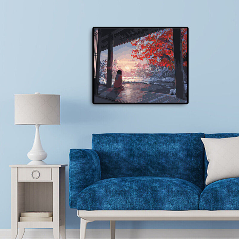 Watching Cherry Blossom Girl DIY Paintings By Number Kits Oil Art Picture