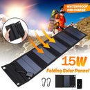 15W Foldable Solar Panel Outdoor Power Battery Cells Charger for Camping Hiking