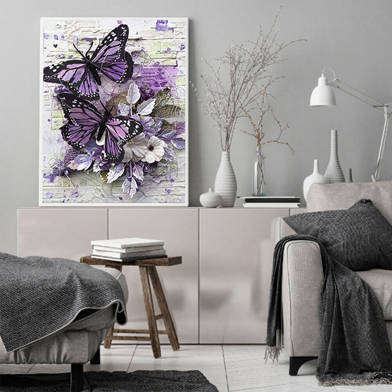 Purple Butterfly Oil Paint By Numbers Kits Canvas Picture DIY Wall Crafts Newly