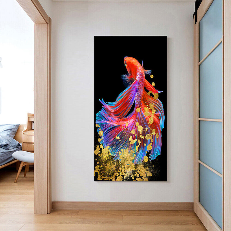 Frameless Oil Paint By Numbers DIY Fish Picture Craft Kit for Room Decoration